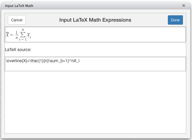 The RStudio addin to help input LaTeX math.