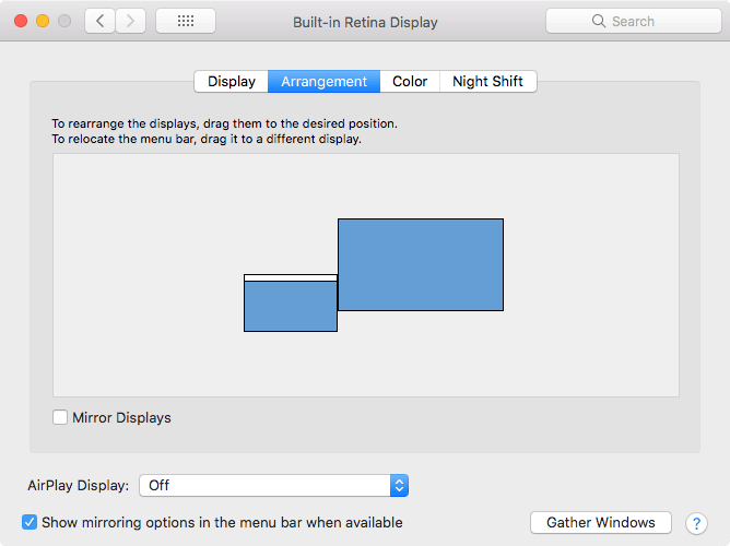 Separate the current display from the external display.